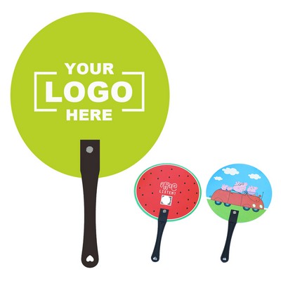 Full Color Printing Round Plastic Advertising Hand Fan
