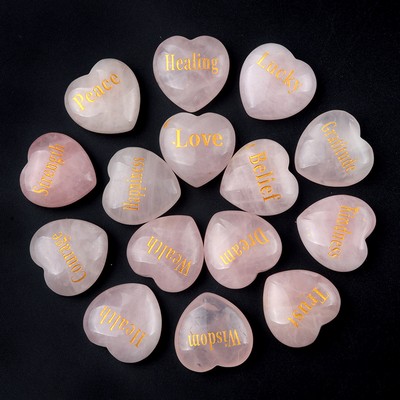 30mm Natural Rose Quartz Heart Stone Healing Crystal Palm Stone Romantic Pink Quartz Love Stone