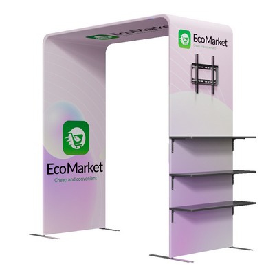 8'w x 7.5'h Square Arch Display with Shelves & TV Bracket