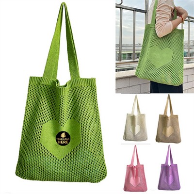 Chic Knit Hollow-Out Tote Bag