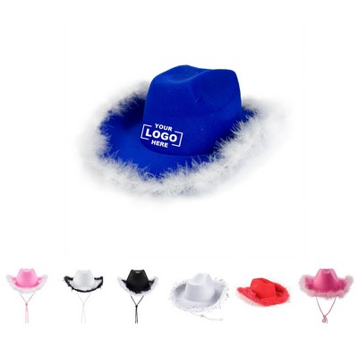 Vintage Western Cowboy Hat with Feather