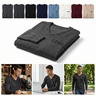 Mens V Neck Knitted Sweater