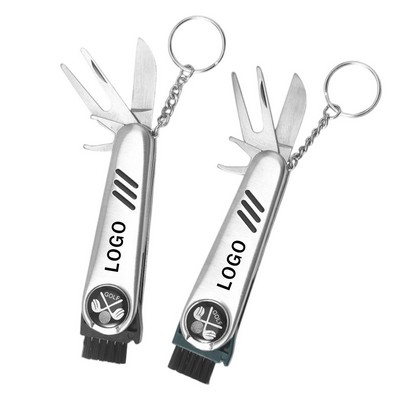 6-In-1 Golf Repair Tool W/ Keyring Attachment