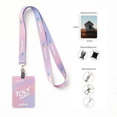 3/4" Polyester Sublimated Lanyard With PVC ID Card