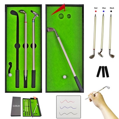 Mini Golf Club Putter Ballpoint Pen Golfers Gift Box Set