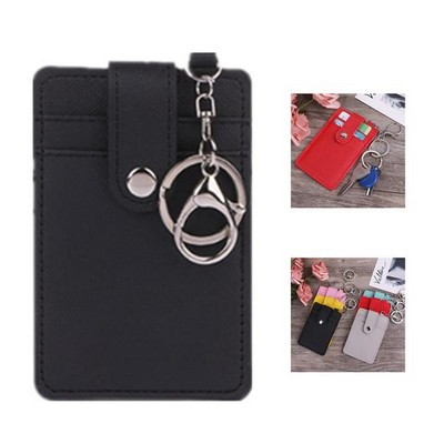 Leather Id Badge Holder With Lanyard