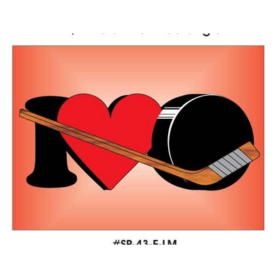 I Love Hockey Metal Photo Magnet w/ Magnetic Back (2 1/2"x3 1/2")