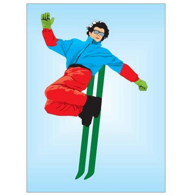 Skier Metal Photo Magnet w/ Magnetic Back (2 1/2"x3 1/2")