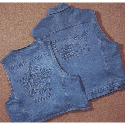 Western Embossed Denim Vest Western