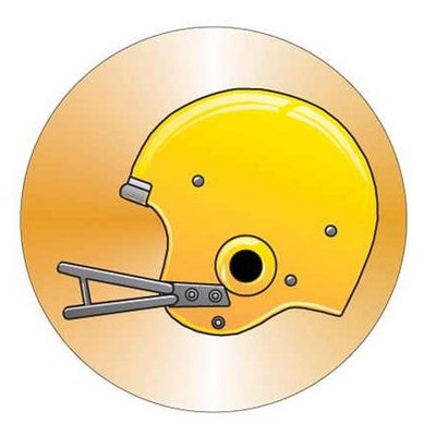 Football Helmet Round Badge w/ Bar Pin (2.5" Diameter)