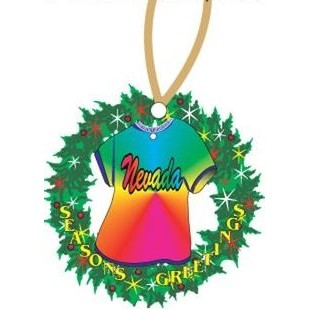 Nevada T-Shirt Promotional Wreath Ornament w/ Black Back (4 Square Inch)