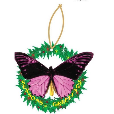 Black & Purple Butterfly Wreath Ornament w/ Mirrored Back (12 Square Inch)