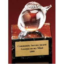 3" Clear Glass Peach Award