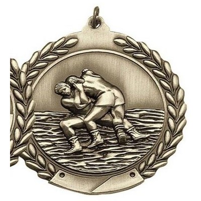 Medal, "Wrestling" Die Cast - 2 3/4" Dia