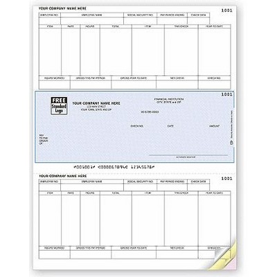 Laser Payroll Checks w/Columned Stub (1 Part)
