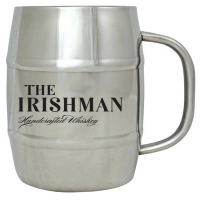 14 Oz. Double Wall Stainless Steel Barrel Beer Mug w/C Handle