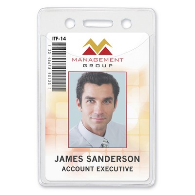 Vertical Credit-Card-Size Premium Clear Vinyl Badge Holders, 2.38" x 3.38"