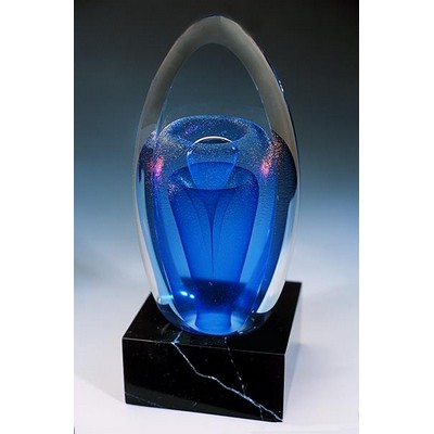 Blue Rainbow Fountain Sculpture w/ Marble Base (3"x7.5")