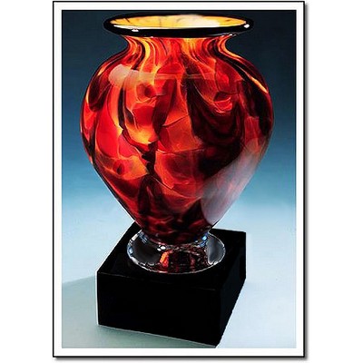 Glowing Ember Cauldron Vase w/ Marble Base (5.5"x9.75")