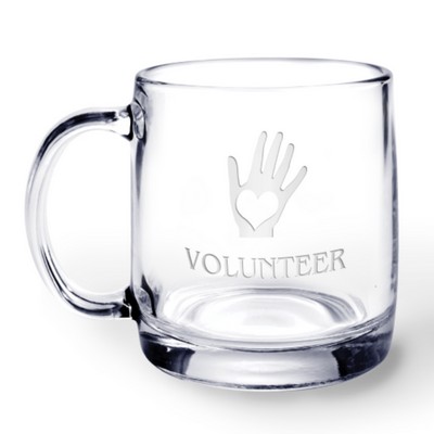 13 oz Glass Coffee Mug (Deep Etch)