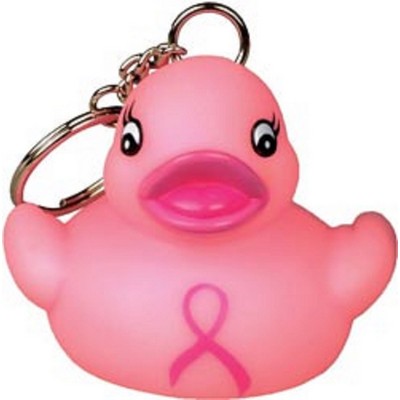 Mini Rubber Pink Ribbon Duck Key Chain©