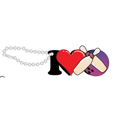 I Love Bowling Promotional Key Chain w/ Black Back (10 Square Inch)