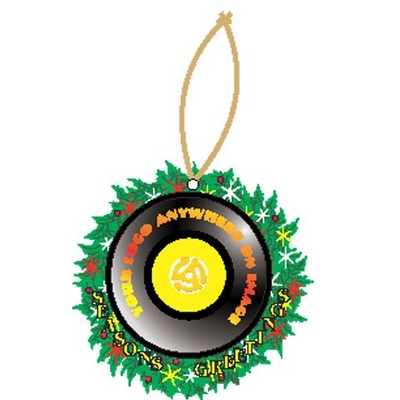 Rpm Record Executive Wreath Ornament w/ Mirrored Back (3 Square Inch)