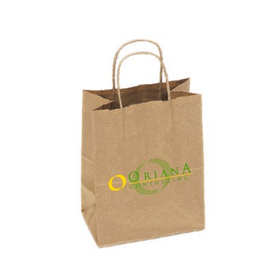 100% Recycled Custom Paper Tan Kraft Shopping Bag w/ Twisted Handles (8.75"x4.25"x10.5")