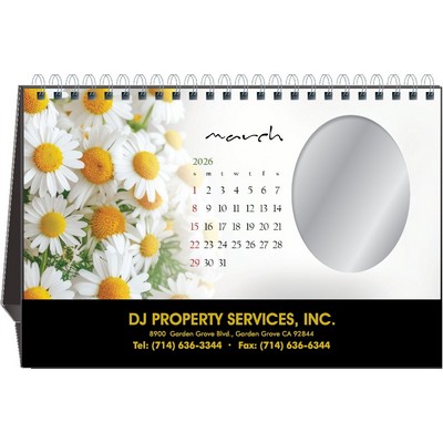 Blossoms 2026 Mirror Desktop Calendar w/Gold Imprint