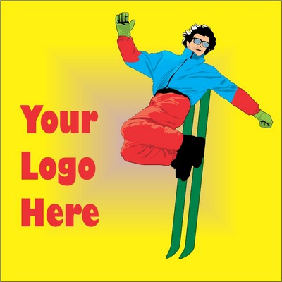 Skier Metal Photo Magnet w/ Magnetic Back (2 1/2" Square)