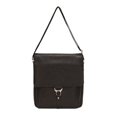 Leather Vertical Laptop Messenger