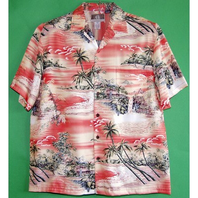 Hawaiian Shirt (DEEP INVENTORY) - 100% Silky Rayon Tropical Print w/ Genuine Coconut Buttons (S-3XL)