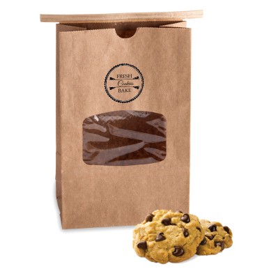 ½ Lb. Natural Kraft Coffee/Cookie Paper Bag w/Window (3 3/8 x 2 ½ x 7 ¾)