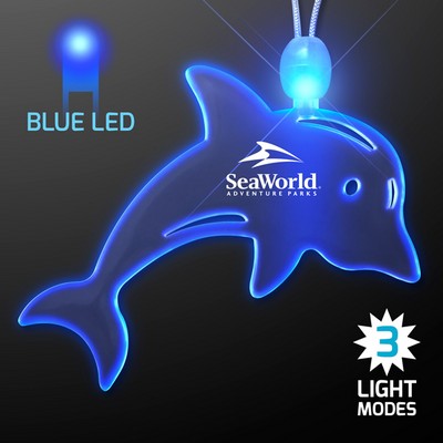 Acrylic Dolphin Shape Necklace with Blue LED - PRINTED