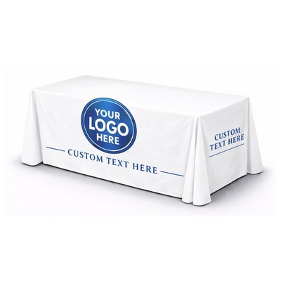 4' White Table Cover w/ Front Logo (4'x24"x29")