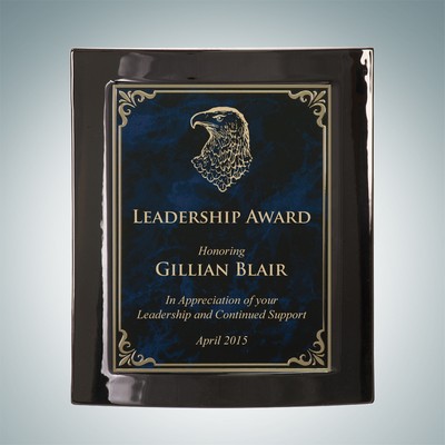 Eclipse Piano Finish Black Plaque w/ Hi-Relief Aluminum Blue Marble Plate (Large)