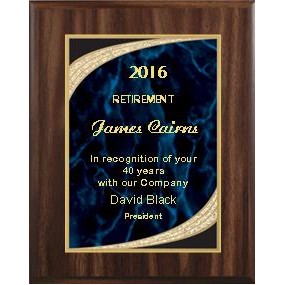 Walnut Plaque 9" x 12" - Blue/Gold Majestic 7" x 10" Plate
