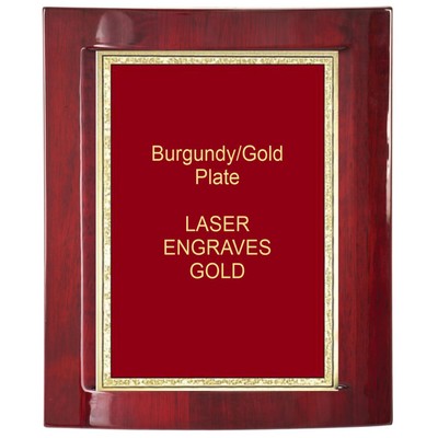 Eclipse Rosewood Piano Finish 9-1/2" x 12" Plaque - W/ 7" x 10" Red/Gold Florentine Plate