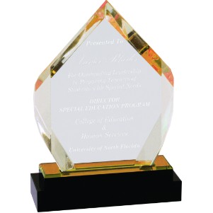Fusion Diamond Acrylic Award with Crystal Base, Gold, 7"H