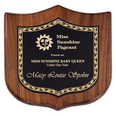 Walnut Shield Plaque, 7 1/2 X 7 1/2"