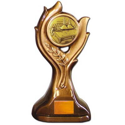 Stock Victory 9" Trophy with 2" Billiard Table Coin and Engraving Plate