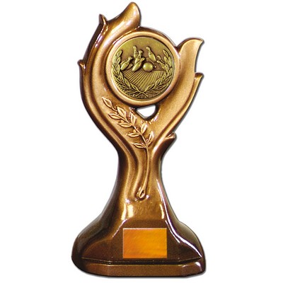 Stock Victory 9" Trophy with 2" Bowling Coin and Engraving Plate
