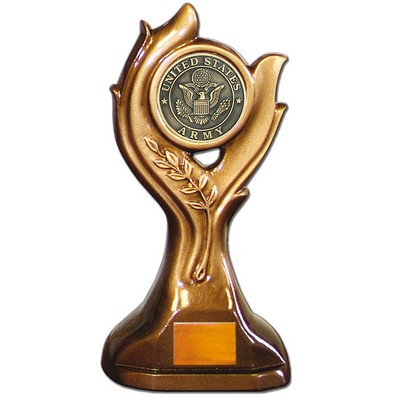 Stock Victory 9" Trophy with 2" US Army Coin and Engraving Plate