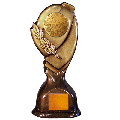 Stock Classic 10" Trophy with 2" Cheerleading Coin and Engraving Plate