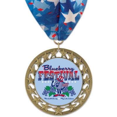 RS14 Full Color Medal w/Stock Millennium Neck Ribbon (2¾")