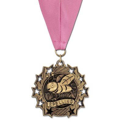 Spelling TS Medal w/Grosgrain Neck Ribbon (2¼")