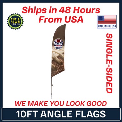 10' Angle Flag - Single Sided w/Spike Base - Made in the USA