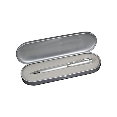 Satin Chrome Executive Ball Pen in Tin Box