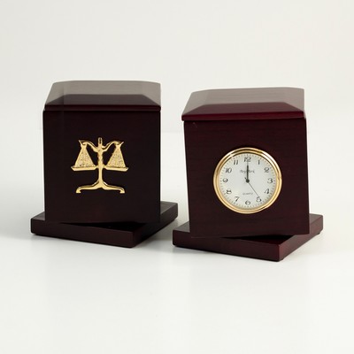 "Legal" Desk Cube w/Clock & Frame
