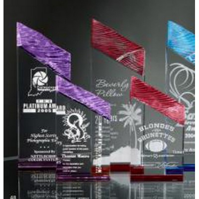 Carved Acrylic Tower Award w/Red Highlights (8 3/4")